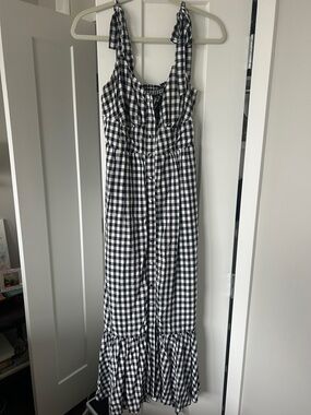 J. Crew Navy and White Gingham Button-Front Dress size 00